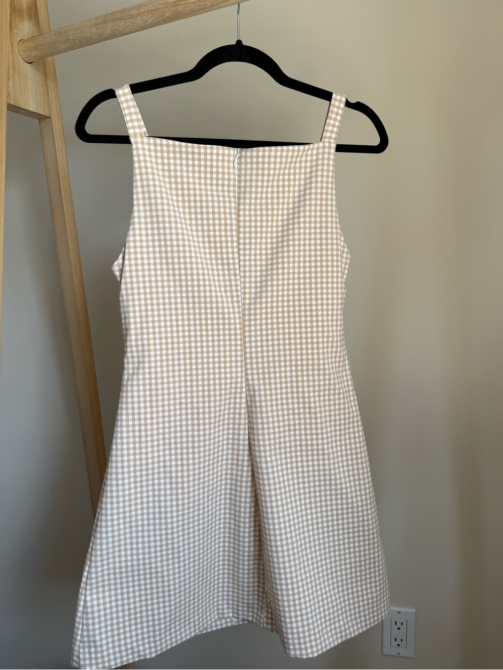 Cream & White Gingham Mini Dress - Picture 2 of 3